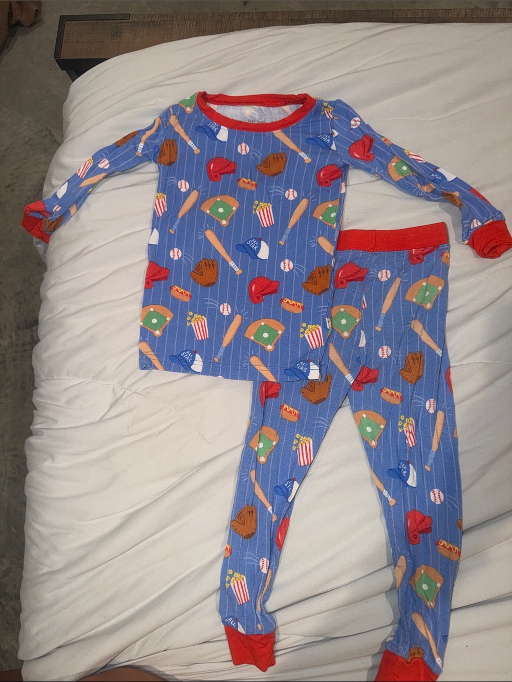 Little Sleepies Blue Baseball Print Pajama Top with Red Trim